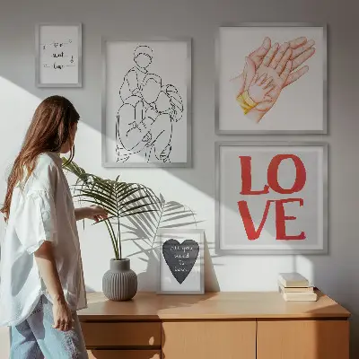 Bildergalerie-Set für die Wand mit den Motiven Familie, Liebe, Wärme und Glück