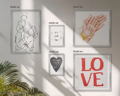 Bildergalerie-Set für die Wand mit den Motiven Familie, Liebe, Wärme und Glück