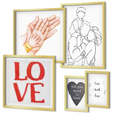 Bildergalerie-Set für die Wand mit den Motiven Familie, Liebe, Wärme und Glück