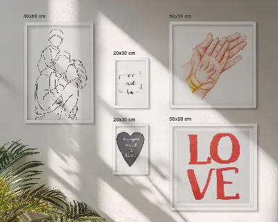 Bildergalerie-Set für die Wand mit den Motiven Familie, Liebe, Wärme und Glück