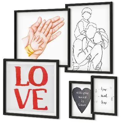 Bildergalerie-Set für die Wand mit den Motiven Familie, Liebe, Wärme und Glück