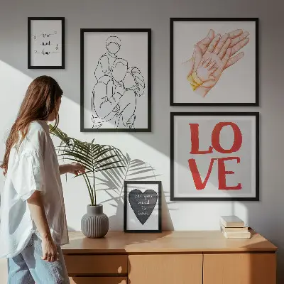 Bildergalerie-Set für die Wand mit den Motiven Familie, Liebe, Wärme und Glück