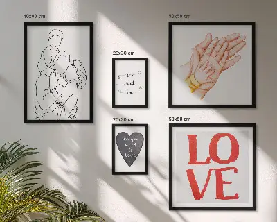 Bildergalerie-Set für die Wand mit den Motiven Familie, Liebe, Wärme und Glück