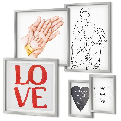 Bildergalerie-Set für die Wand mit den Motiven Familie, Liebe, Wärme und Glück