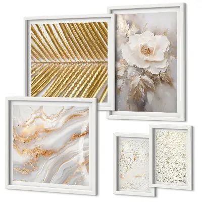 Modernes Wandbilder-Set mit stilvollen Blumenmotiven