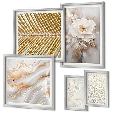 Modernes Wandbilder-Set mit stilvollen Blumenmotiven