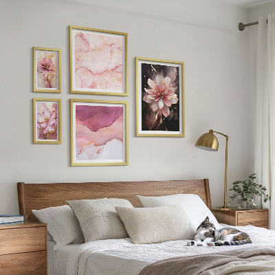 Modernes wandbilder-set Rosa Blumenarrangements