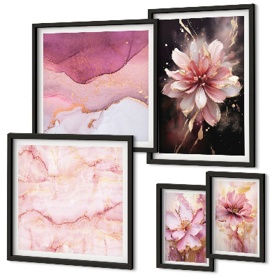 Modernes wandbilder-set Rosa Blumenarrangements