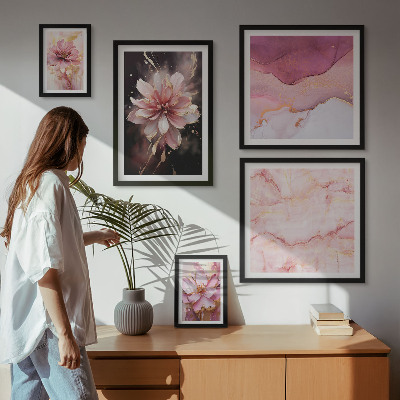 Modernes wandbilder-set Rosa Blumenarrangements