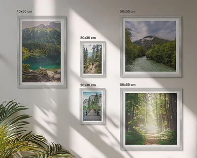 Wandbilder-Set mit Berglandschaften und Waldwegen