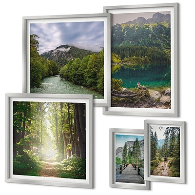Wandbilder-Set mit Berglandschaften und Waldwegen