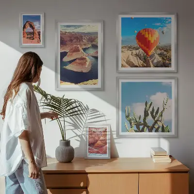 Modernes Wandbilder-Set mit Berglandschaften und Gewässern