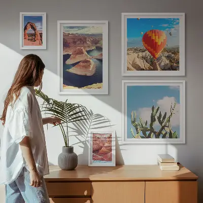Modernes Wandbilder-Set mit Berglandschaften und Gewässern