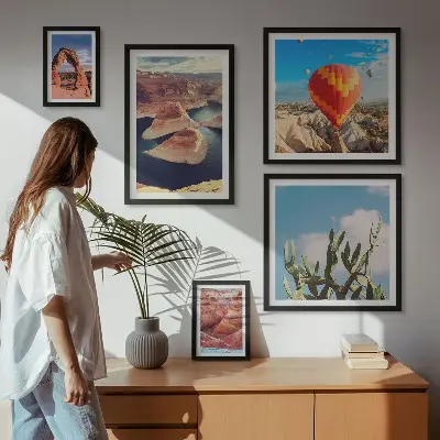 Modernes Wandbilder-Set mit Berglandschaften und Gewässern