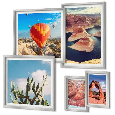 Modernes Wandbilder-Set mit Berglandschaften und Gewässern