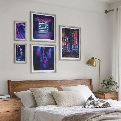 Bildergalerie-set für die wand Neonfarbene Stadtlandschaften bei Nacht