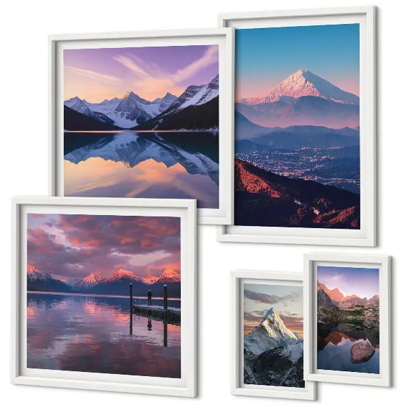 Modernes Wandbilder-Set mit malerischen Bergpanoramen und Gipfelmotiven