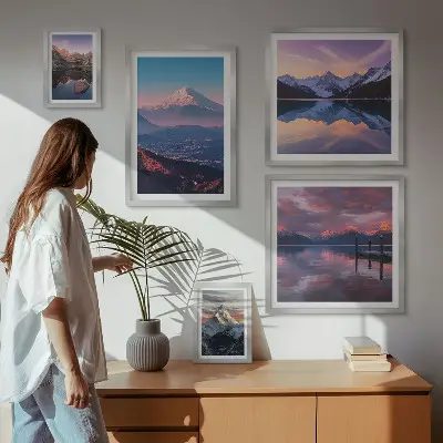 Modernes Wandbilder-Set mit malerischen Bergpanoramen und Gipfelmotiven