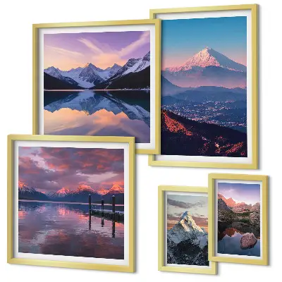 Modernes Wandbilder-Set mit malerischen Bergpanoramen und Gipfelmotiven