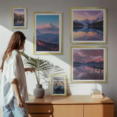 Modernes Wandbilder-Set mit malerischen Bergpanoramen und Gipfelmotiven