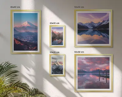 Modernes Wandbilder-Set mit malerischen Bergpanoramen und Gipfelmotiven