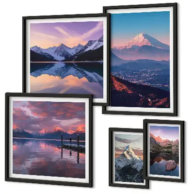 Modernes Wandbilder-Set mit malerischen Bergpanoramen und Gipfelmotiven