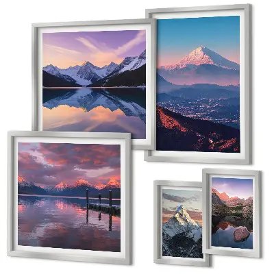 Modernes Wandbilder-Set mit malerischen Bergpanoramen und Gipfelmotiven