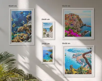 Bilderset fürs Sofa mit Motiven von Küstenlandschaften, Fischen und Stränden