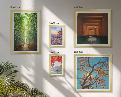 Bildergalerie-Set für die Wand mit japanischen Bambuslandschaften