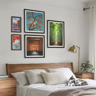 Bildergalerie-Set für die Wand mit japanischen Bambuslandschaften