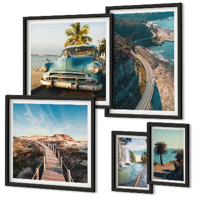 Modernes wandbilder-set Landschaften, Reisen, Autos, Natur