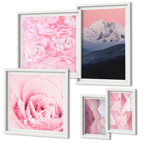 Modernes wandbilder-set Rosa Landschaften, moderne Blumen