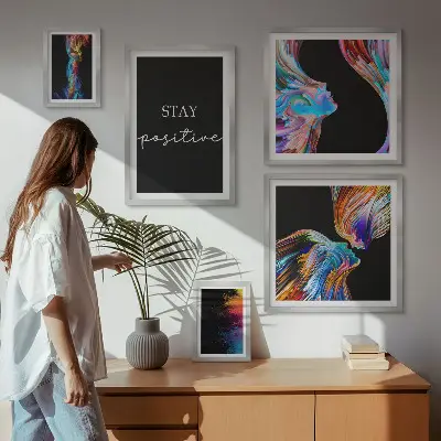 Bilderset fürs Sofa farbenfrohe abstrakte Kunstwerke mit positiver Ausstrahlung