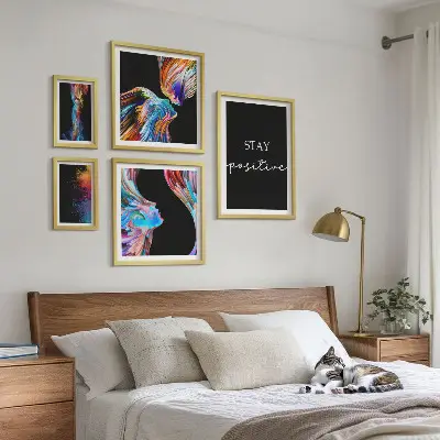 Bilderset fürs Sofa farbenfrohe abstrakte Kunstwerke mit positiver Ausstrahlung