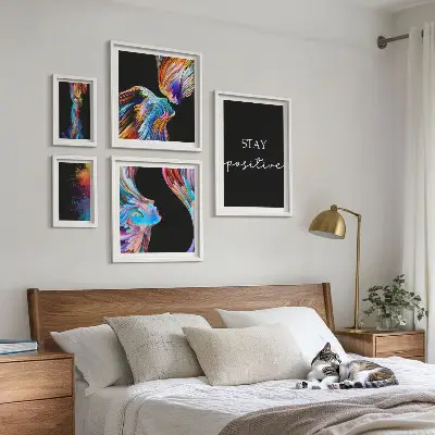 Bilderset fürs Sofa farbenfrohe abstrakte Kunstwerke mit positiver Ausstrahlung