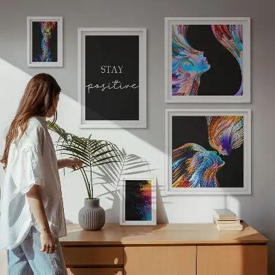 Bilderset fürs Sofa farbenfrohe abstrakte Kunstwerke mit positiver Ausstrahlung