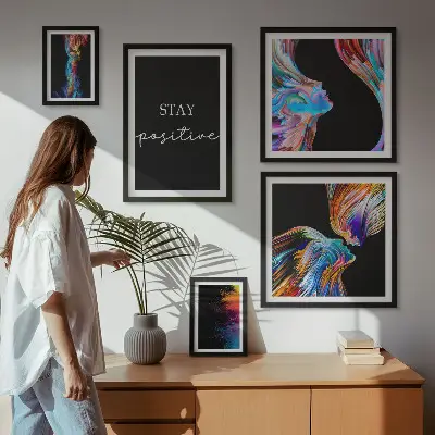 Bilderset fürs Sofa farbenfrohe abstrakte Kunstwerke mit positiver Ausstrahlung