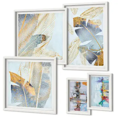Modernes Wandbilder-Set mit Pflanzenmotiven
