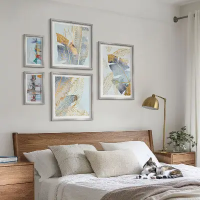 Modernes Wandbilder-Set mit Pflanzenmotiven