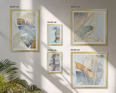 Modernes Wandbilder-Set mit Pflanzenmotiven