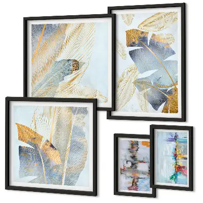 Modernes Wandbilder-Set mit Pflanzenmotiven