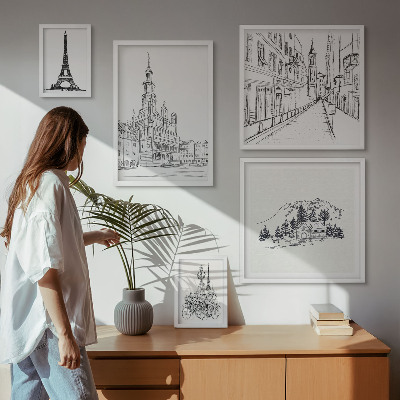 Bilderset fürs sofa Stilvolle Architekturillustrationen