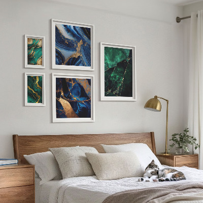 Bilderset fürs sofa Elegante Abstraktionen mit Grün