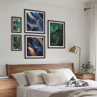 Bilderset fürs sofa Elegante Abstraktionen mit Grün