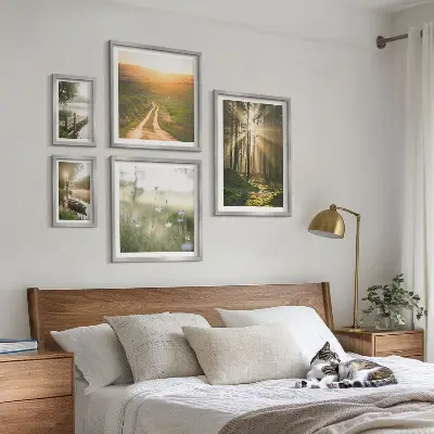 Bilderset fürs Sofa mit Waldlandschaften bei Sonne und Wasser