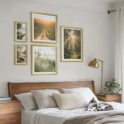 Bilderset fürs Sofa mit Waldlandschaften bei Sonne und Wasser