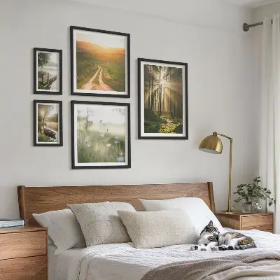 Bilderset fürs Sofa mit Waldlandschaften bei Sonne und Wasser