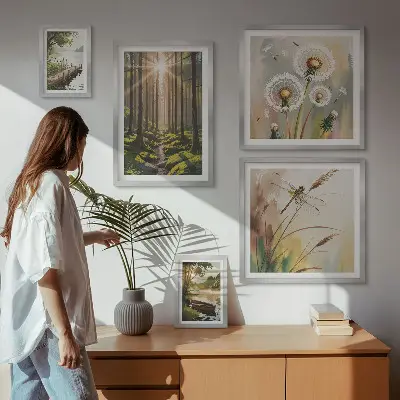 Bildergalerie-Set für die Wand mit Motiven von Waldlandschaften, Natur und Ruhe