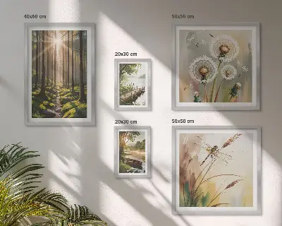 Bildergalerie-Set für die Wand mit Motiven von Waldlandschaften, Natur und Ruhe