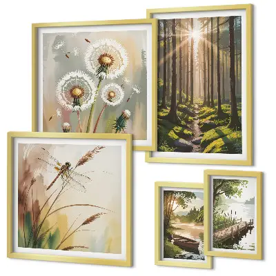 Bildergalerie-Set für die Wand mit Motiven von Waldlandschaften, Natur und Ruhe